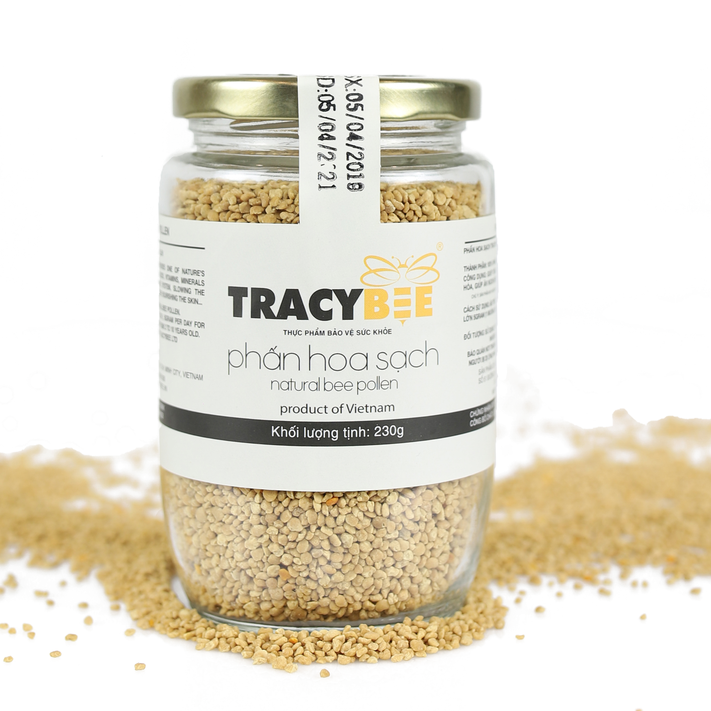 Combo 1 lọ mật ong hoa cafe 189 ml + 1 lọ phấn hoa sạch 230gr hiệu Tracybee