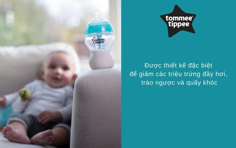 Bình sữa siêu chống đầy hơi kèm báo nhiệt Tommee Tippee Advanced Anti-Colic 260ml, núm ty đi kèm 0-3 tháng