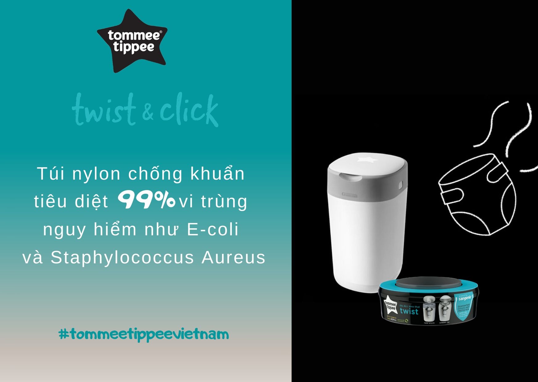 Túi xử lý tã cho bé Tommee Tippee 1 hộp