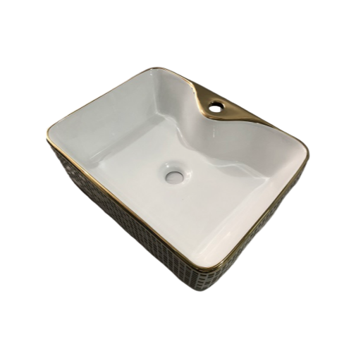 Lavabo gốm sứ mạ vàng caro