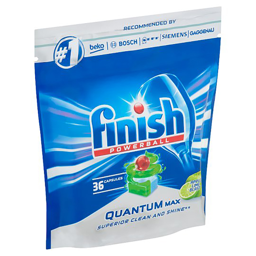 Túi 36 viên rửa chén Finish Quantum Max Dishwasher Tablets Apple Lime Blast QT09447 - hương chanh, táo