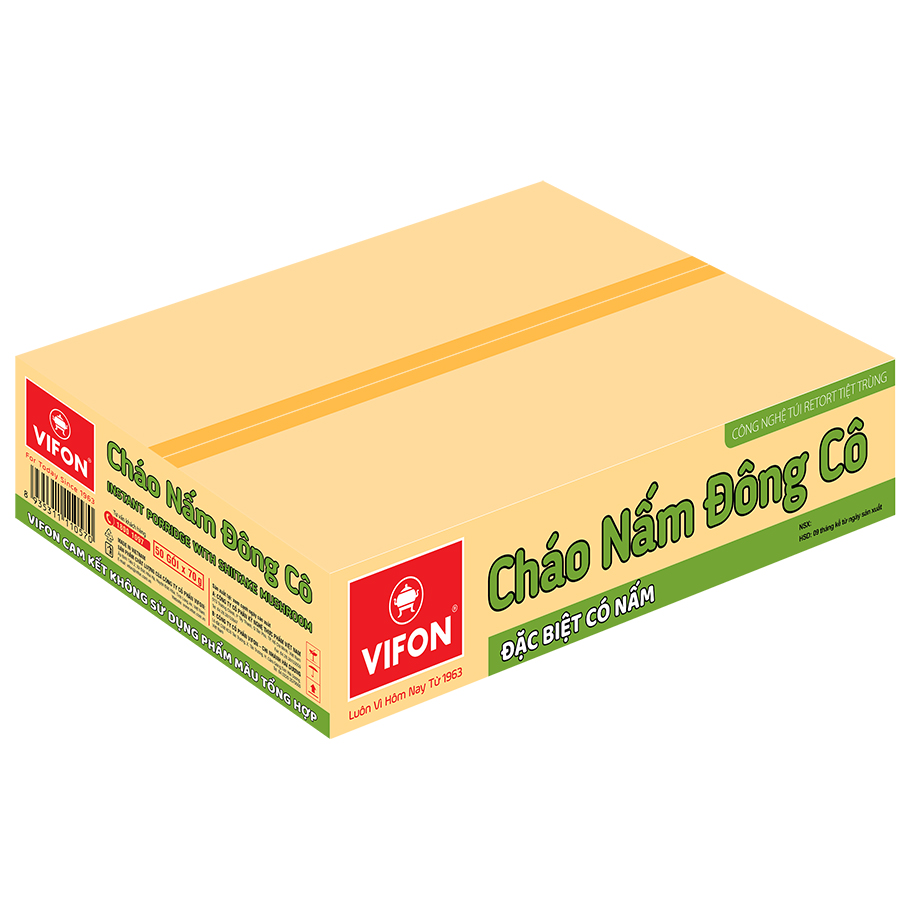Thùng 50 Cháo Nấm Đông Cô VIFON có Gói Thịt Thật 27gr