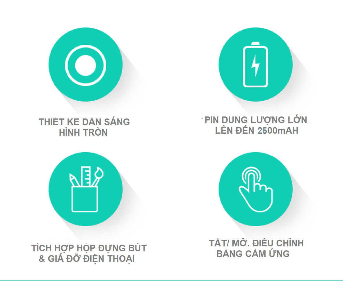 Đèn Bàn Học Đọc Sách, Làm Việc LED Chống Cận, Cảm Ứng Tích Điện Pin 2500mAh Elights BT-618