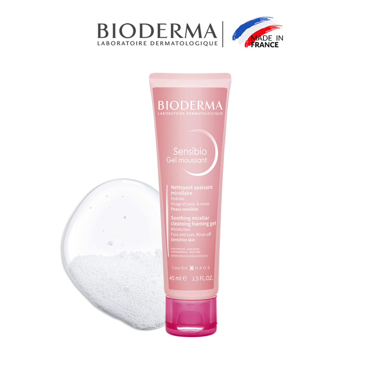 Gel rửa mặt tạo bọt cho da nhạy cảm Bioderma Sensibio Gel Moussant - 45ml