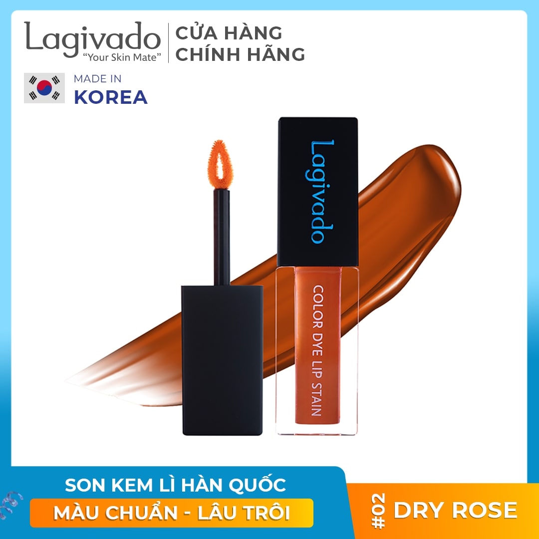 Son kem lì lên màu chuẩn, lâu trôi Hàn Quốc Lagivado Color Dye Lip Stain dạng nước 4,5 gram – 04 màu son