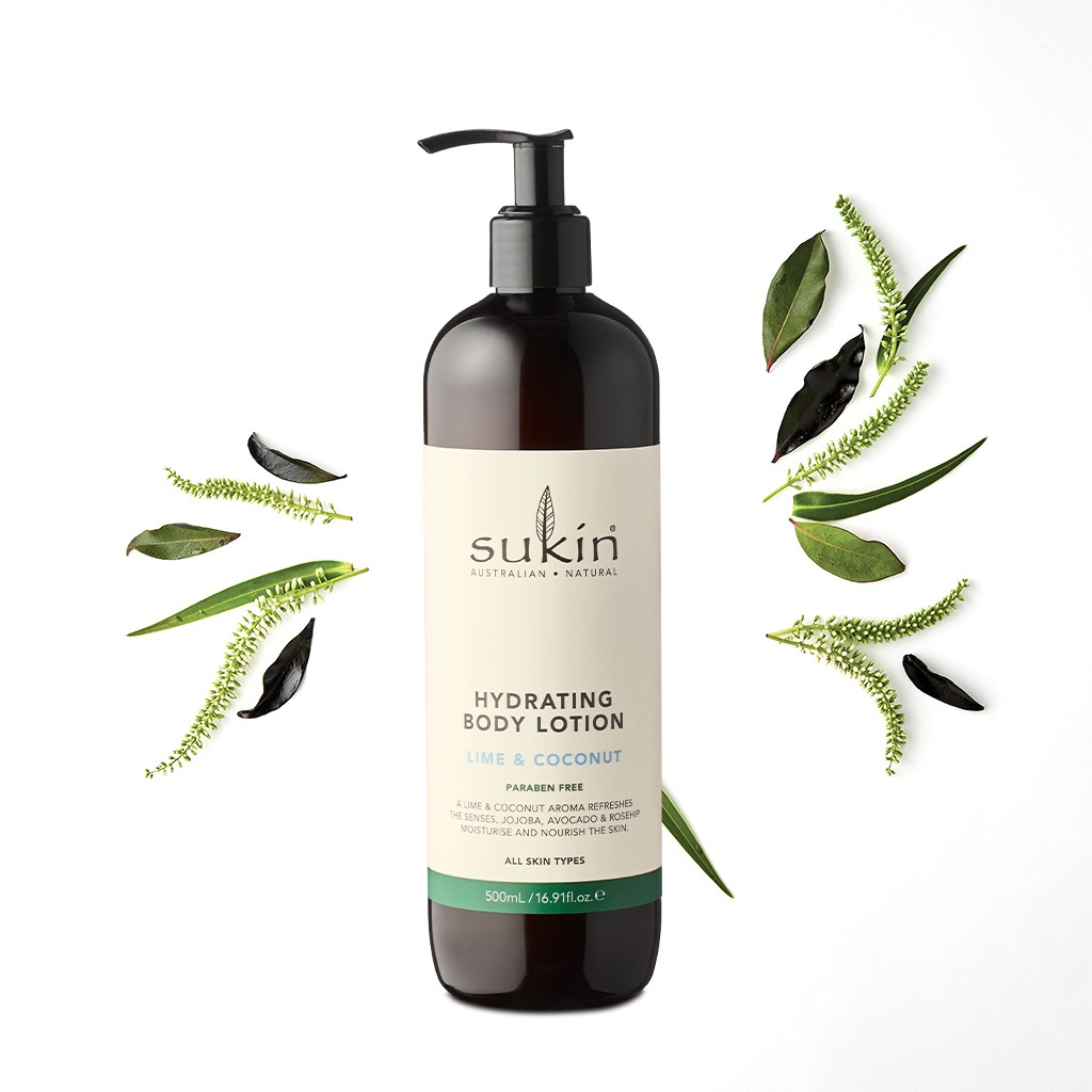 Kem dưỡng thể hương chanh và dừa Sukin Hydrating Body Lotion Lime & Coconut 500ml