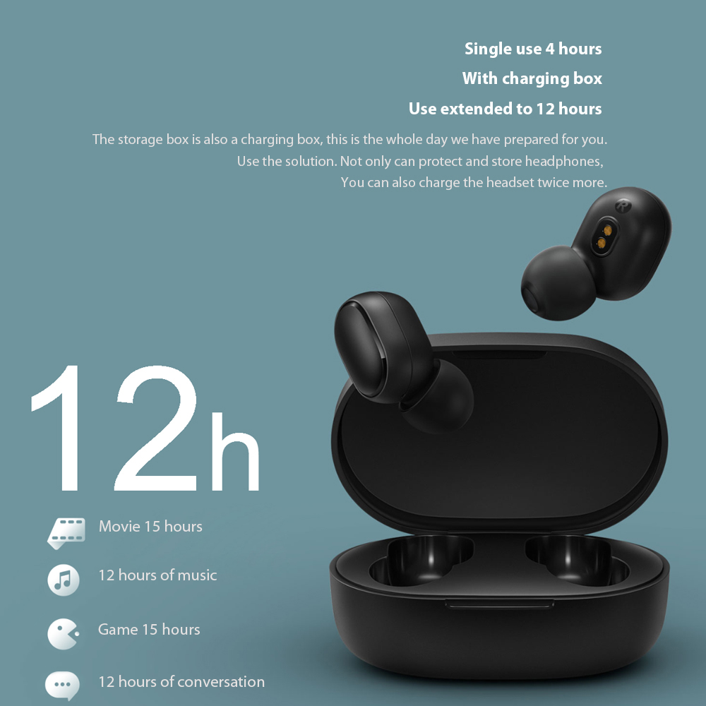 Tai Nghe Bluetooth Xiaomi Redmi 2 Mi Airdots Bluetooth 5.0 Tai Nghe Không Dây TWS Tự động kết nối-Pin 5 tiếng