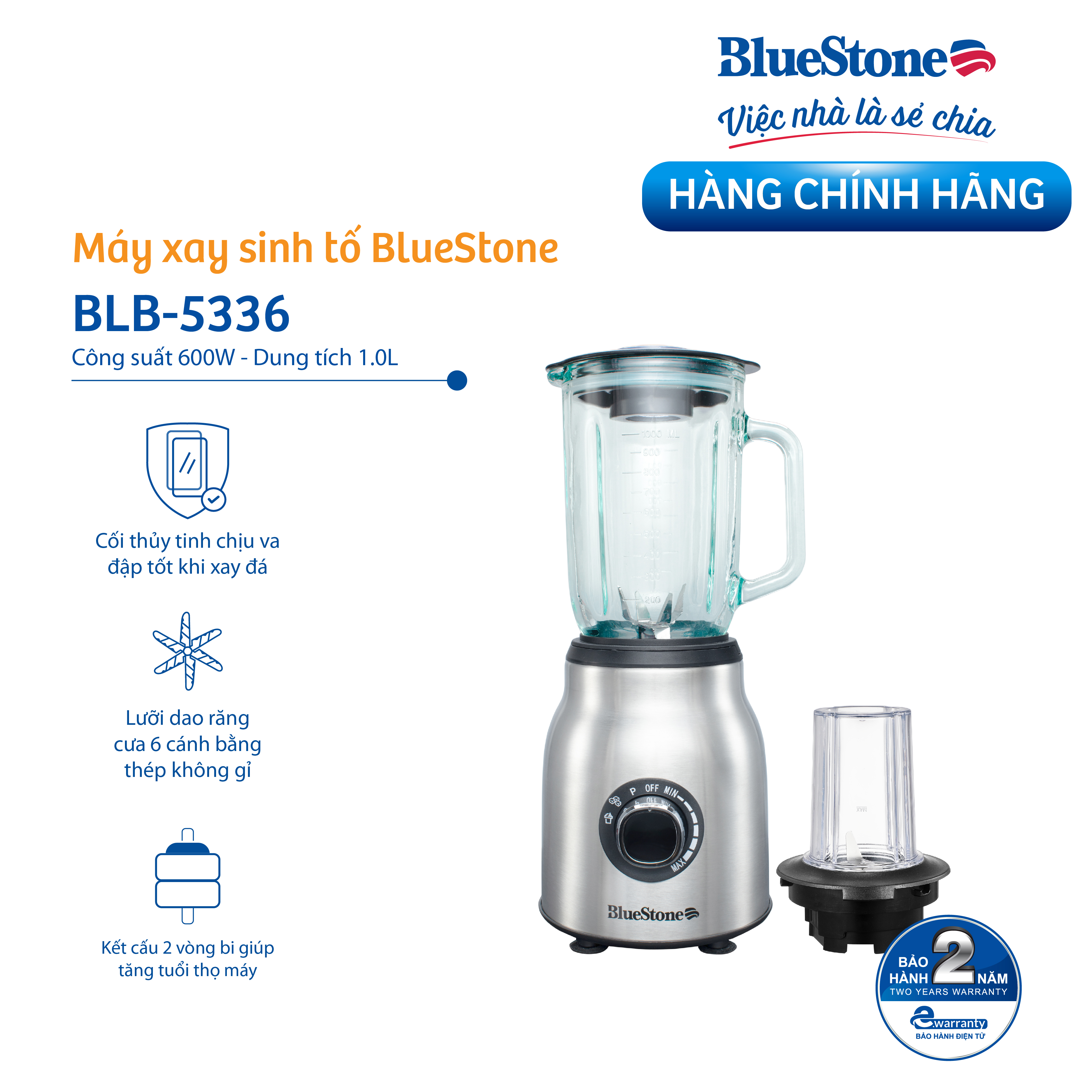 Máy xay sinh tố BlueStone BLB-5336 (600W) - Hàng Chính hãng