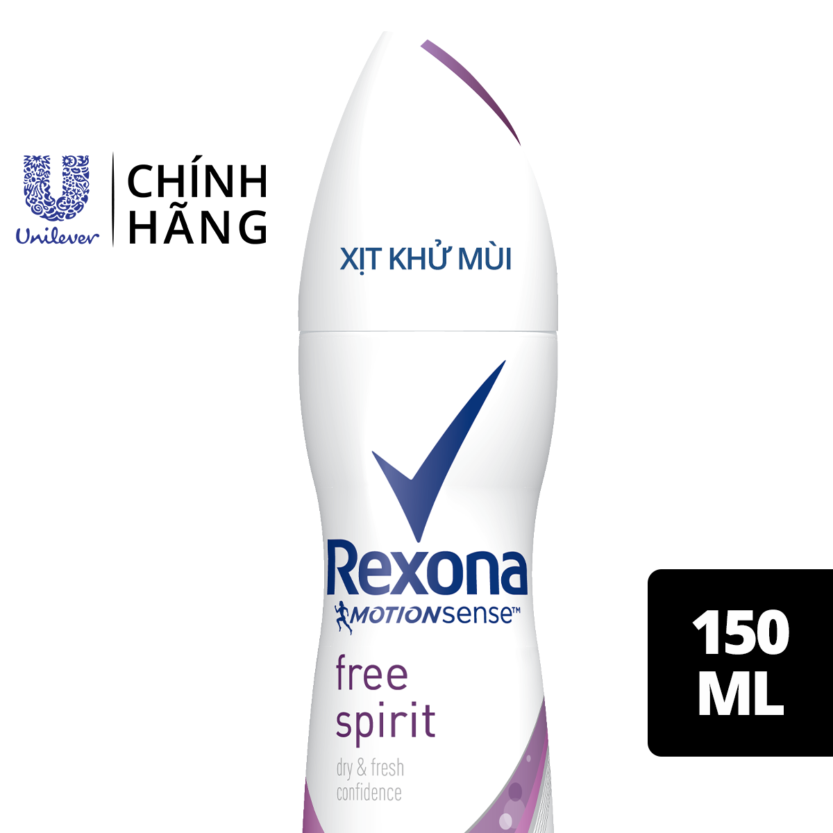 Xịt khử mùi Rexona Free Spirit khô thoáng tối ưu hương thảo mộc thư giãn dành cho nữ, 150ml