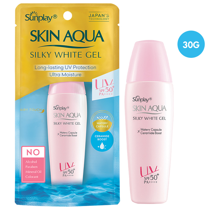 Gel Chống Nắng Dưỡng Da Trắng Mượt Sunplay Skin Aqua Silky White Gel SPF 50 PA+++ (30g)