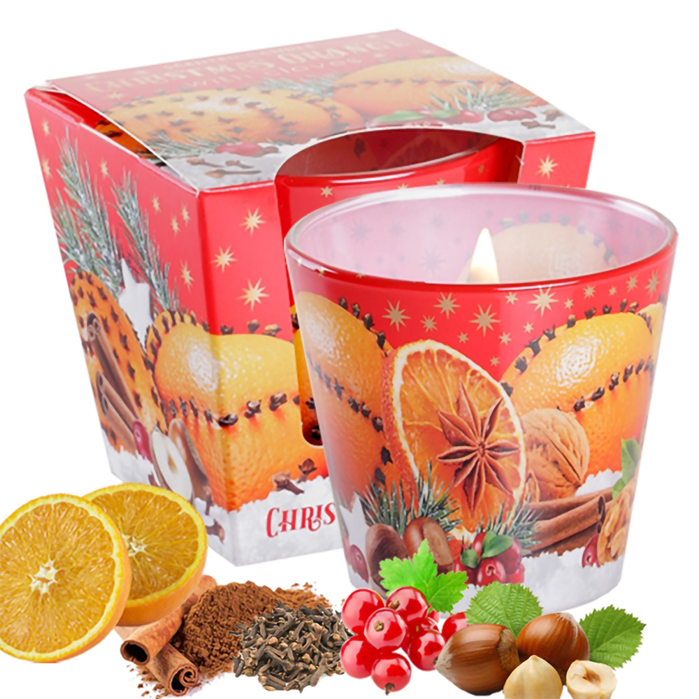 Ly nến thơm tinh dầu Bartek Christmas Orange 115g QT06455 - cam, quế, đinh hương (giao mẫu ngẫu nhiên)