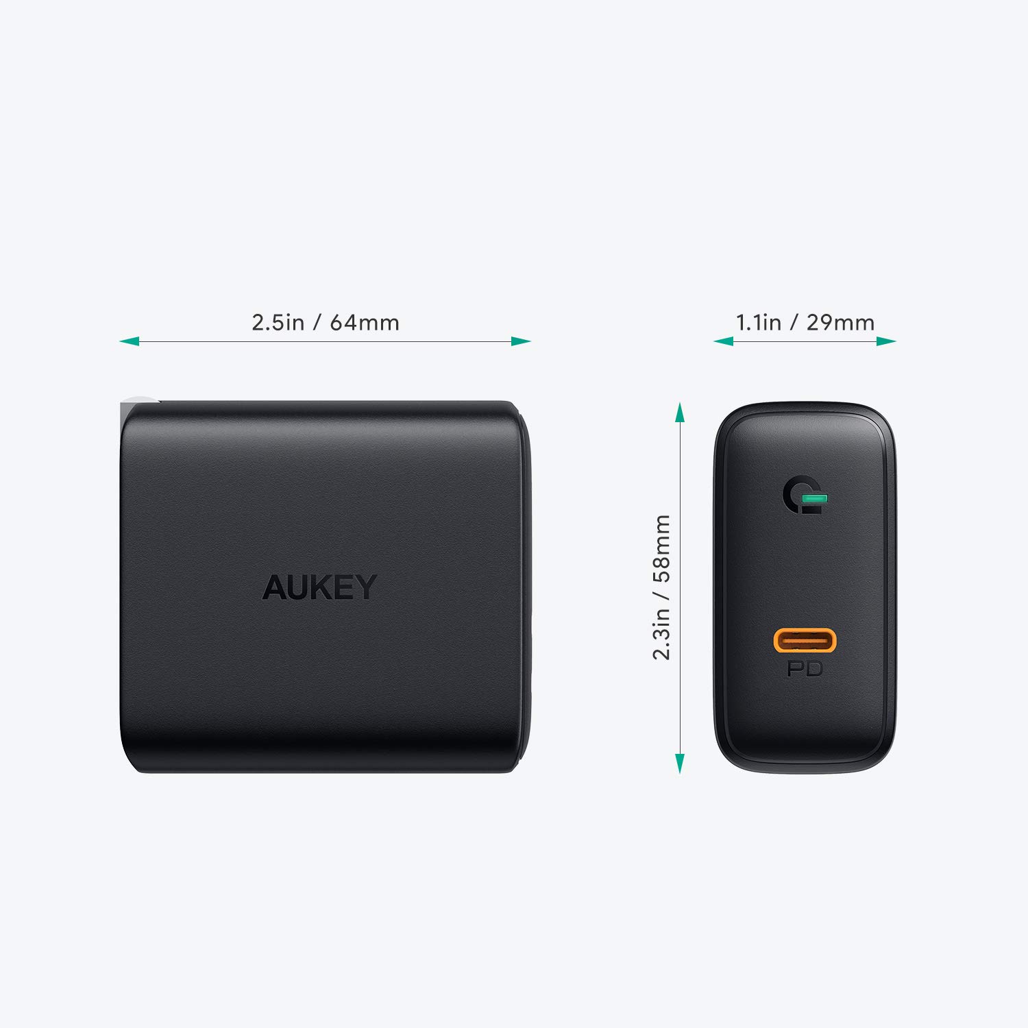 Cốc Sạc Type C AUKEY PA-D4 Power Delivery 60W Sạc Macbook Pro Tích Hợp Công Nghệ GaNFast - Hàng Chính Hãng