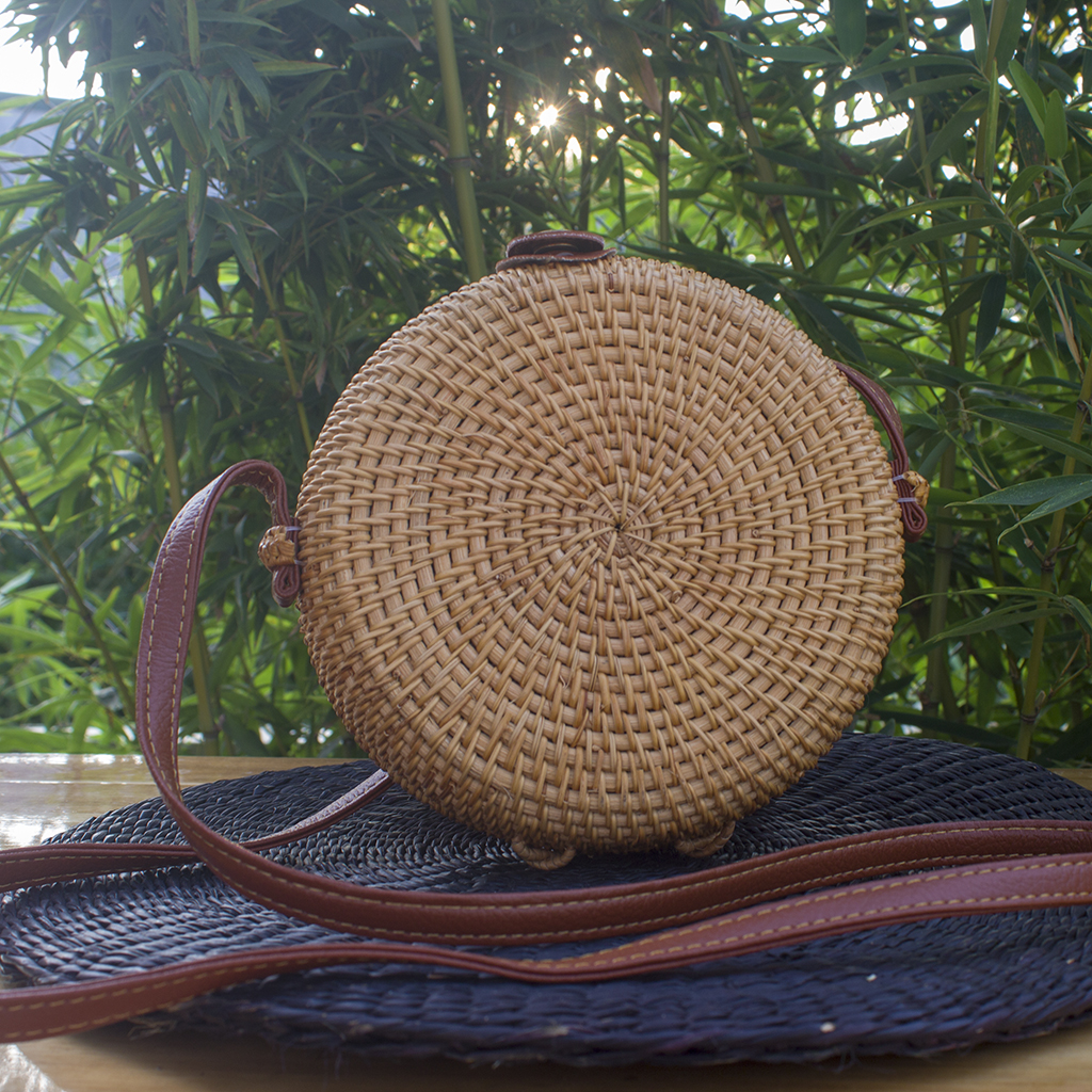 Túi mây tre đan trơn mấn góc - Lớn 20cm
