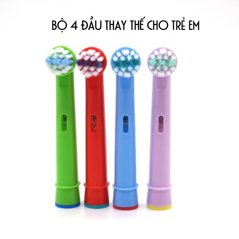 Cho máy Braun Oral B, Bộ 4 đầu bàn chải đánh răng điện cho bé, trẻ em từ 3 tuổi  EB-10A, chăm sóc răng miệng toàn diện, làm sạch cao răng, mảng bám