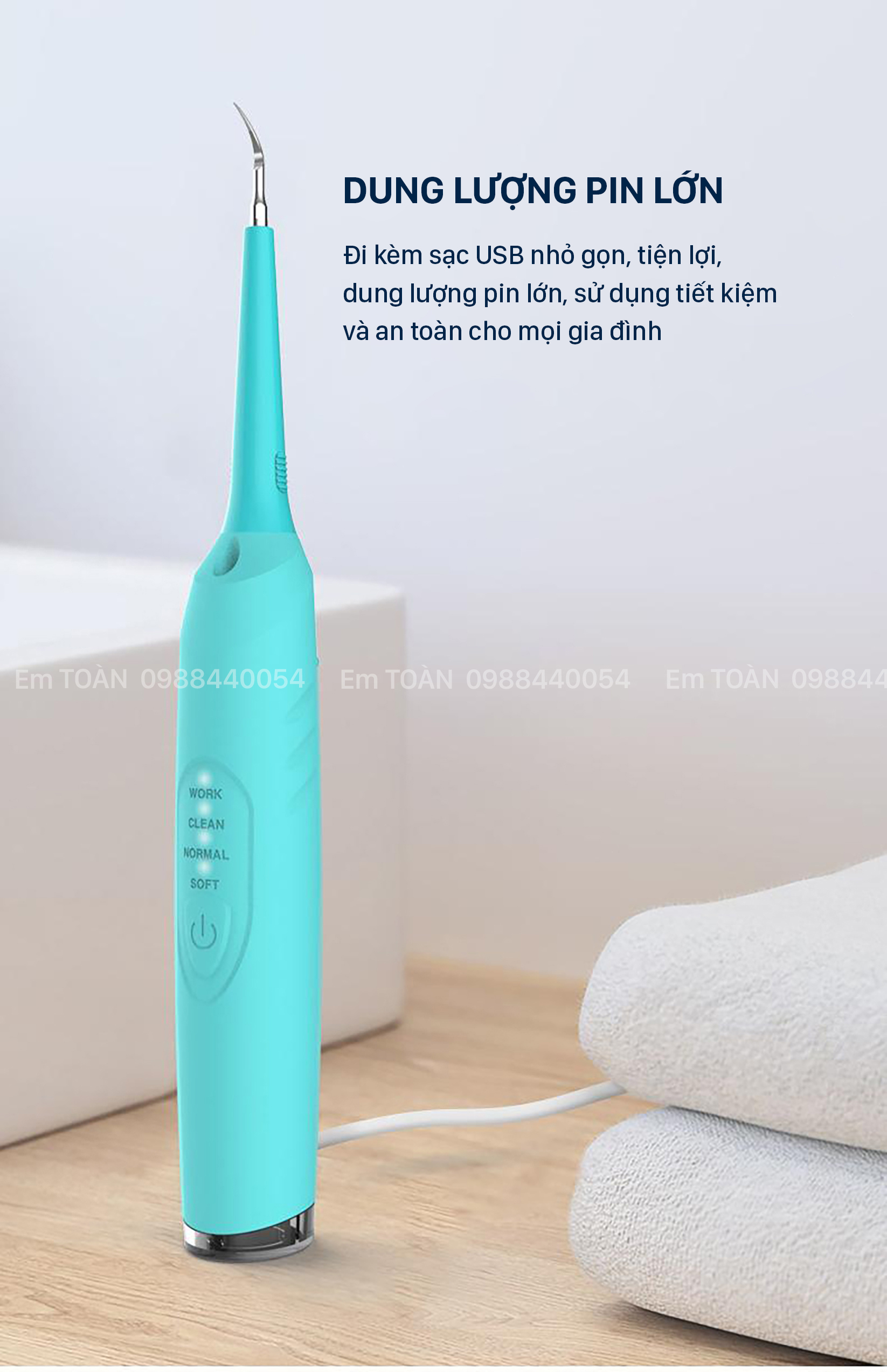 Máy Lấy Cao Răng Cầm Tay Kèm Đầu Bàn Chải Dental flutterBPC Sử Dụng Sạc 3 Chế Độ Rung Loại Sạch Mảng Bám, Cao Răng, Vết Ố Cứng Đầu Nhất (Không Lây Nhiễm Chéo )