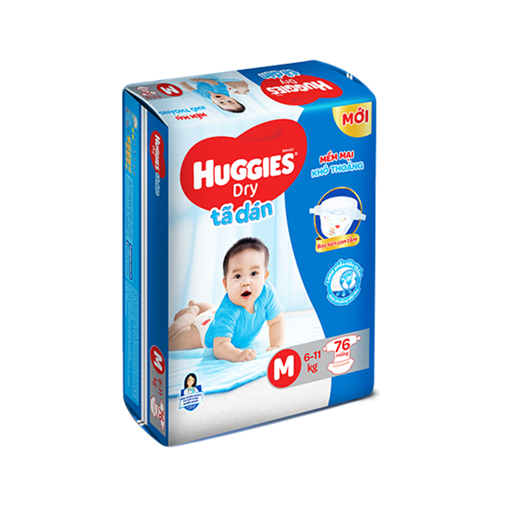 Combo 3 Tã dán Huggies Super Jumbo size M76 - 76 Miếng (6 - 11kg)