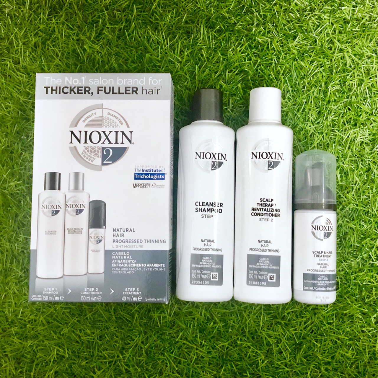 Bộ dầu gội xả Nioxin 2 Natural Hair Progressed Thinning Travel Kit Cho tóc tự nhiên có dấu hiệu thưa rụng Mỹ 150ml