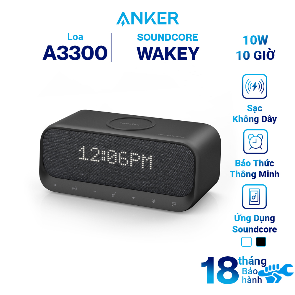 Loa Bluetooth Anker Soundcore Wakey Hỗ Trợ Sạc Không Dây Và Đồng Hồ Báo Thức Thông Minh - A3300 - Hàng Chính Hãng