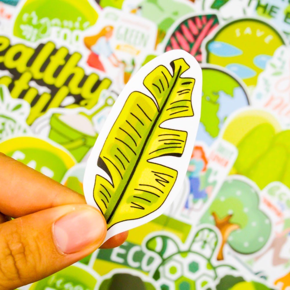 Set 100 sticker hình dán - Green Xanh lá