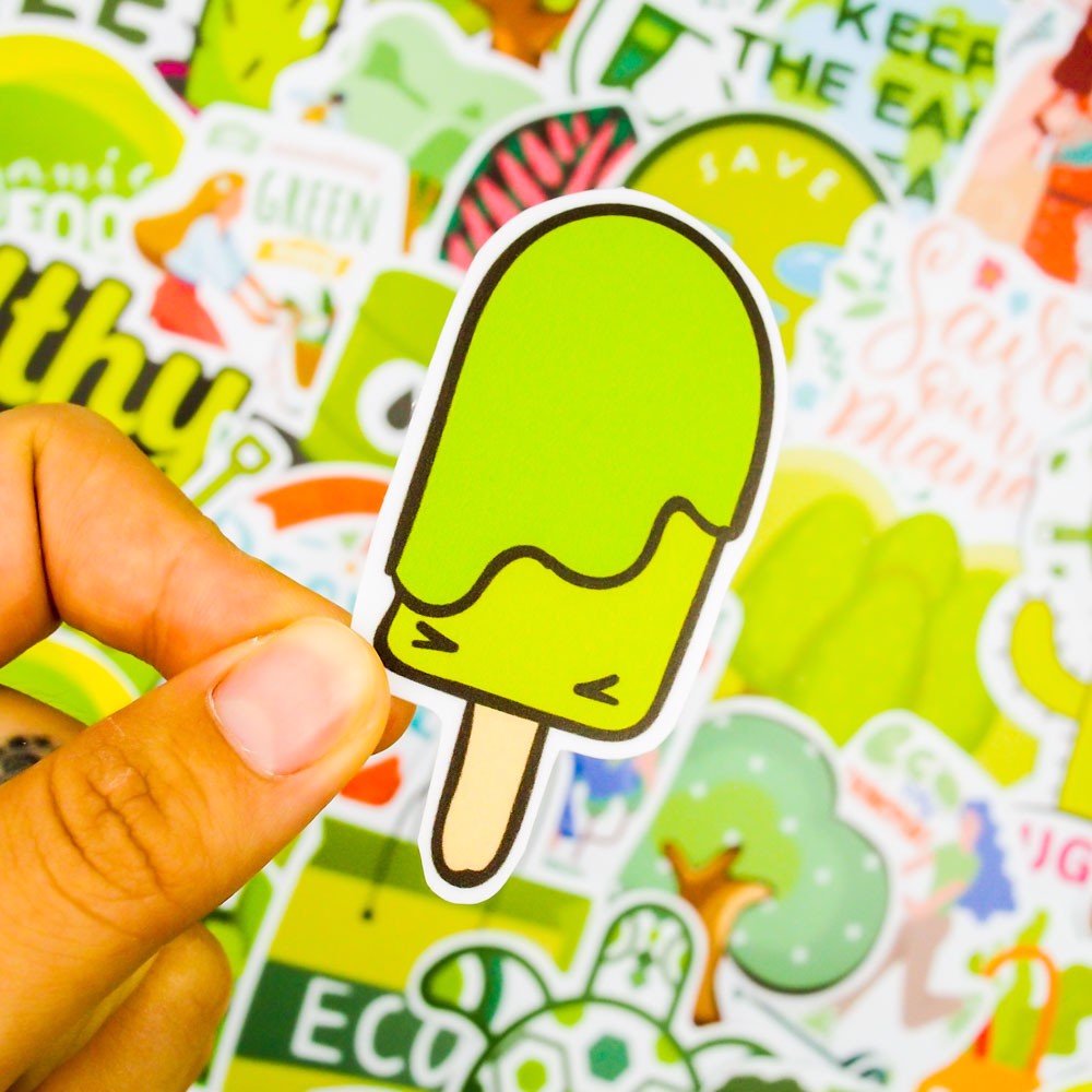 Set 100 sticker hình dán - Green Xanh lá