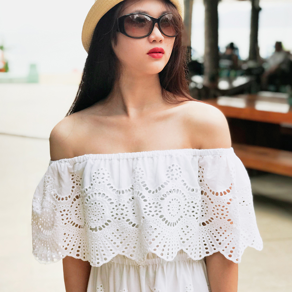 Đầm Trễ Vai Dễ Thương Đầm Hở Vai Thời trang thiết kế Hity DRE116