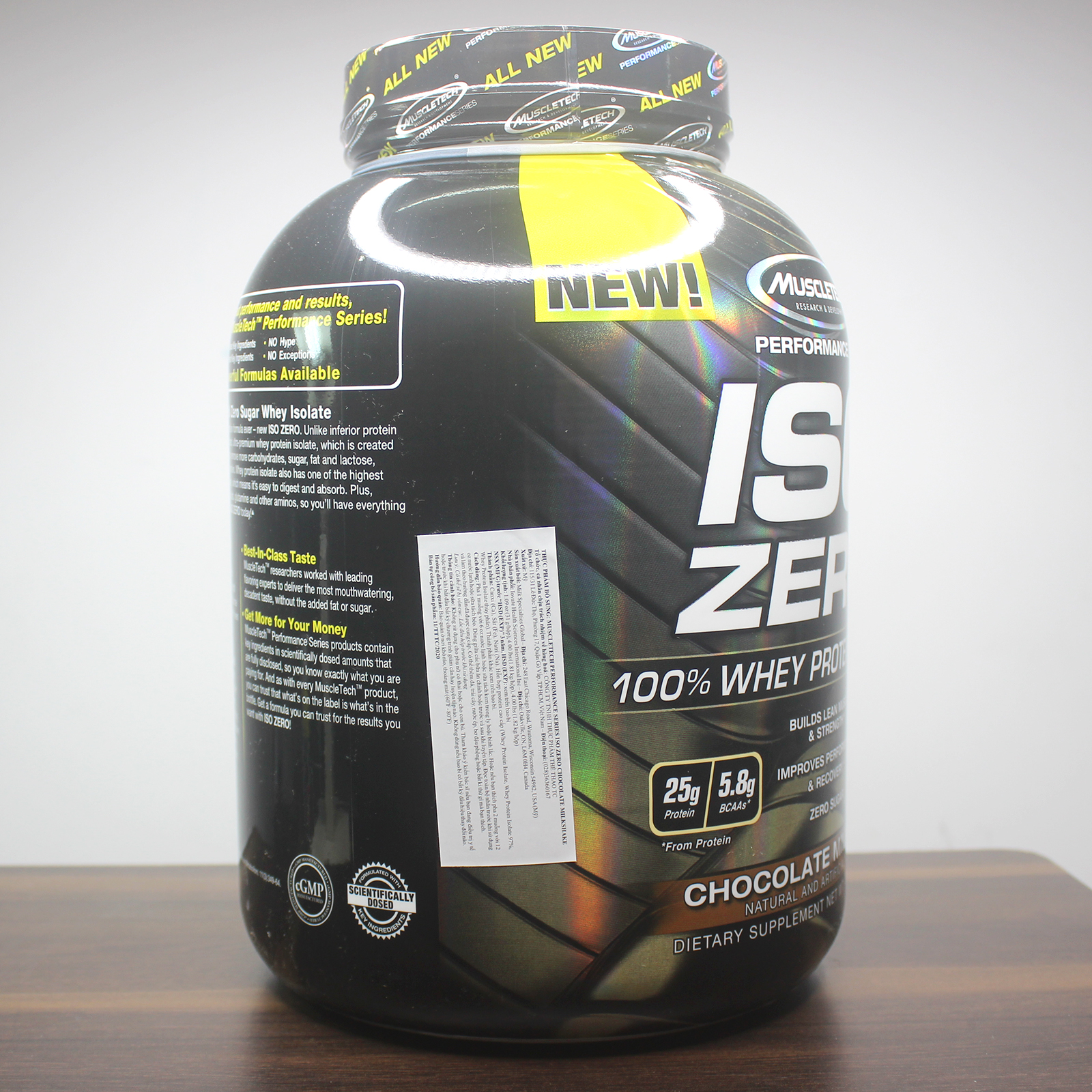 Combo Sữa tăng cơ ISO ZERO 100% Whey Protein Isolate của Muscle Tech hỗ trợ tăng cơ giảm cân đốt mỡ hương Chocolate hộp 4lbs &amp; Bình INOX 739 ml (Màu Ngẫu Nhiên)