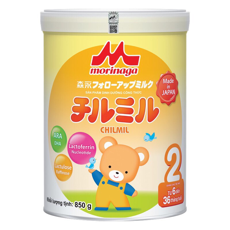Combo 3 hộp Sữa Morinaga Số 2 - Chilmil (850g) - Tặng set 3 khăn tắm