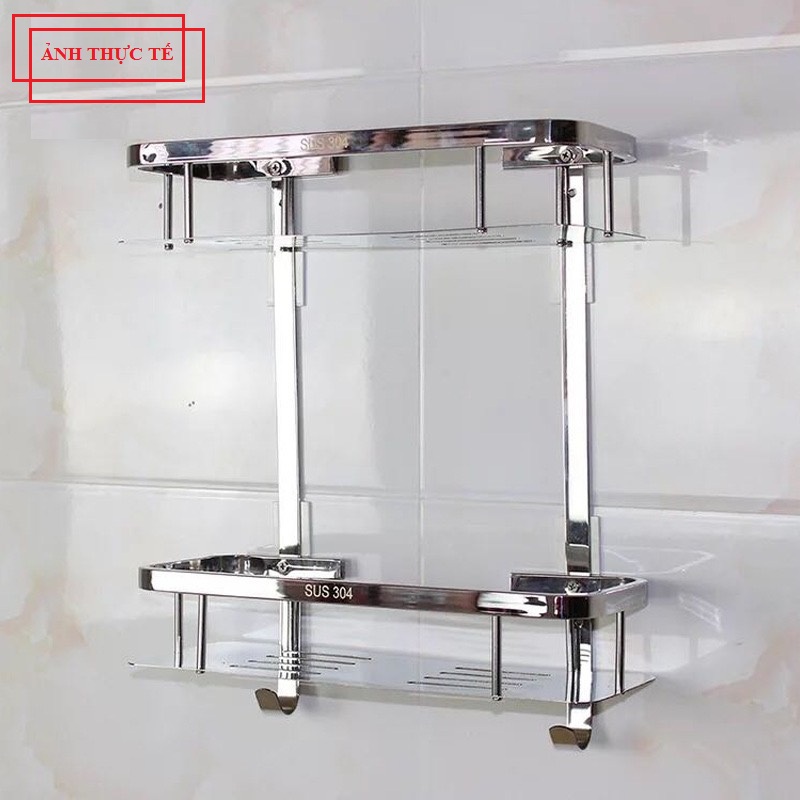 Kệ Nhà Tắm, Kệ Góc Nhà Tắm, Kệ Để Đồ nhà tắm Inox 304 kiểu Thẳng 2 Tầng Cao Cấp