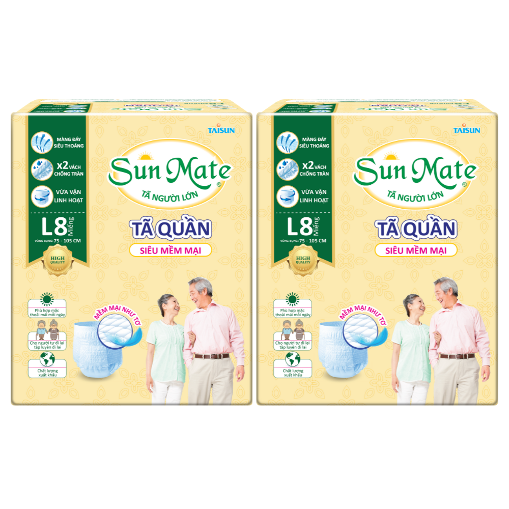 Hình ảnh Combo 2 Tã Quần Người Lớn Sunmate Mềm Mại L8 (8 Miếng)