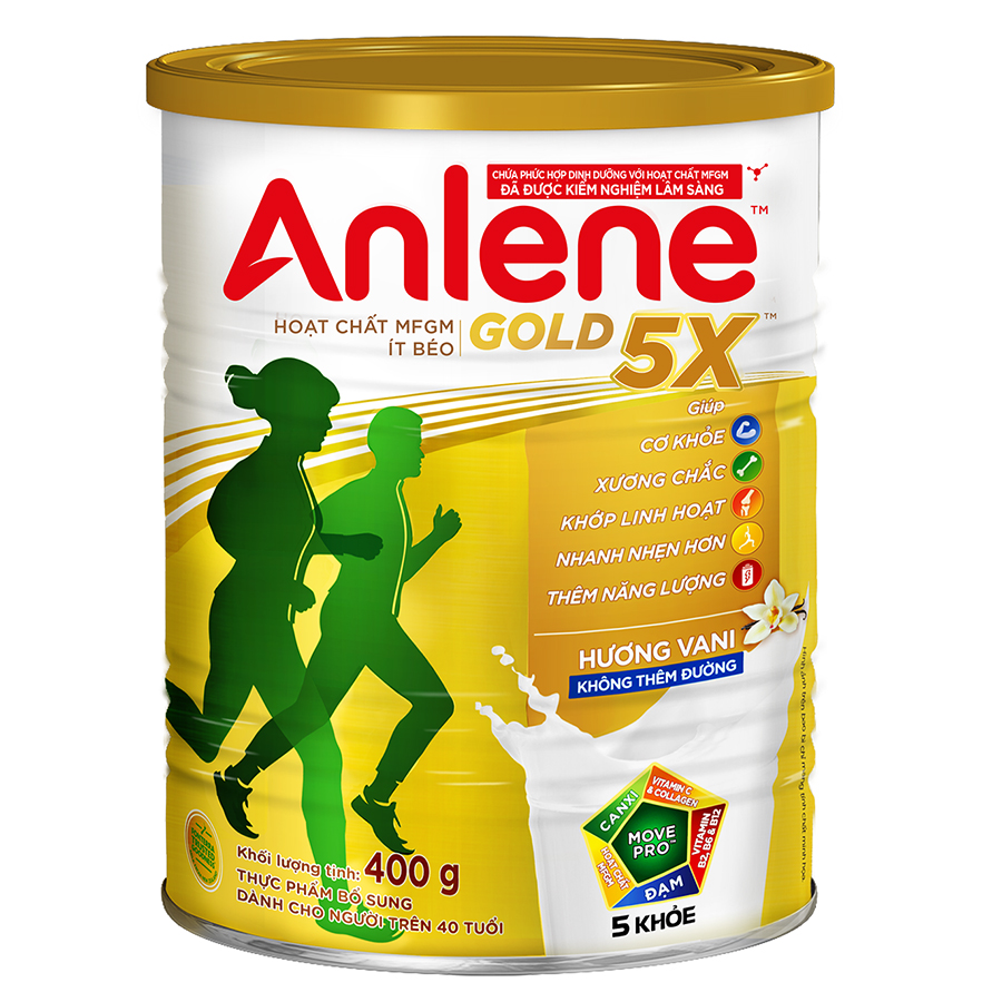 Sữa Bột Anlene Gold 5X Hương Vanilla (Hộp Thiếc 400g)