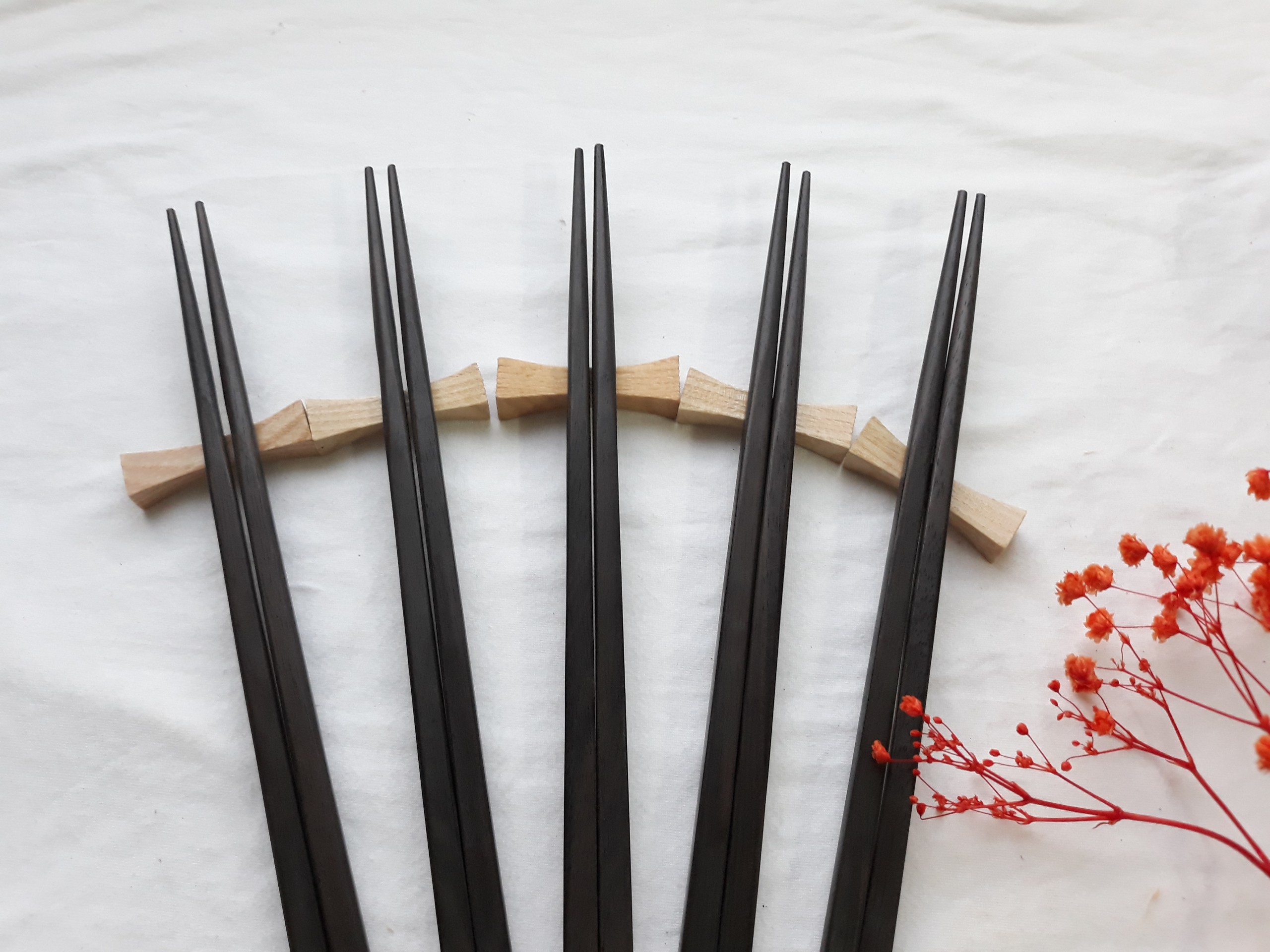 Đũa gỗ Mun Vuông trơn 25cm- Bộ 5 đôi