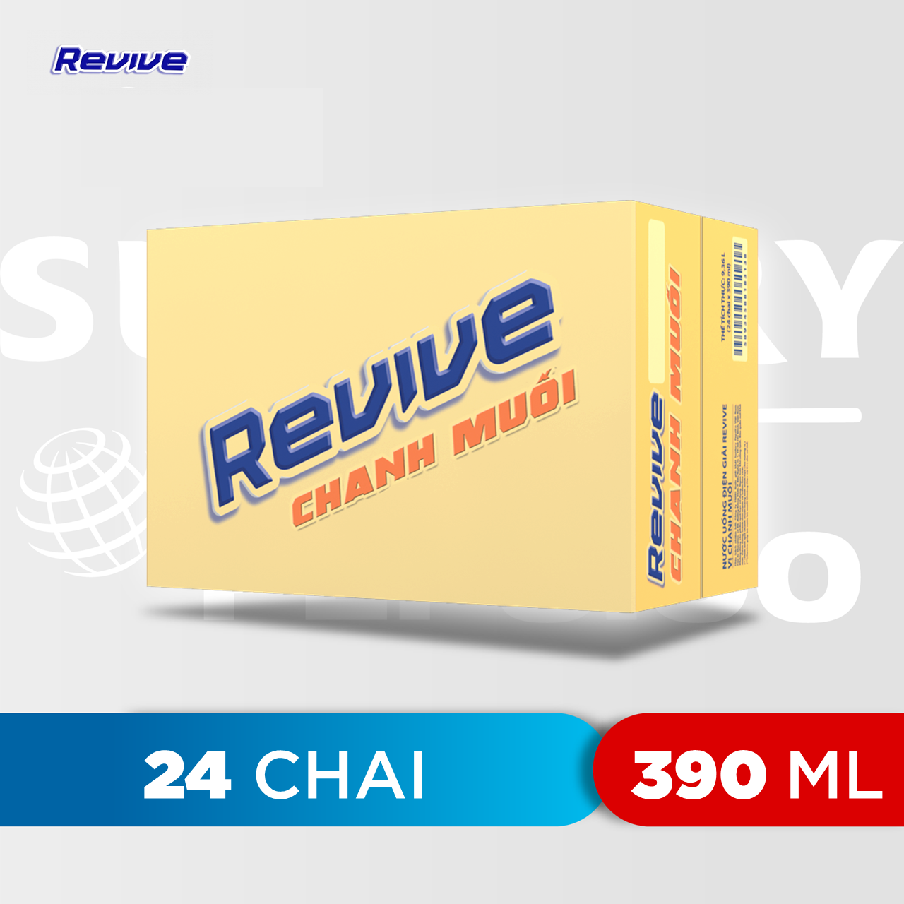 Thùng 24 Chai Nước Giải Khát Revive Chanh Muối (390ml/Chai)