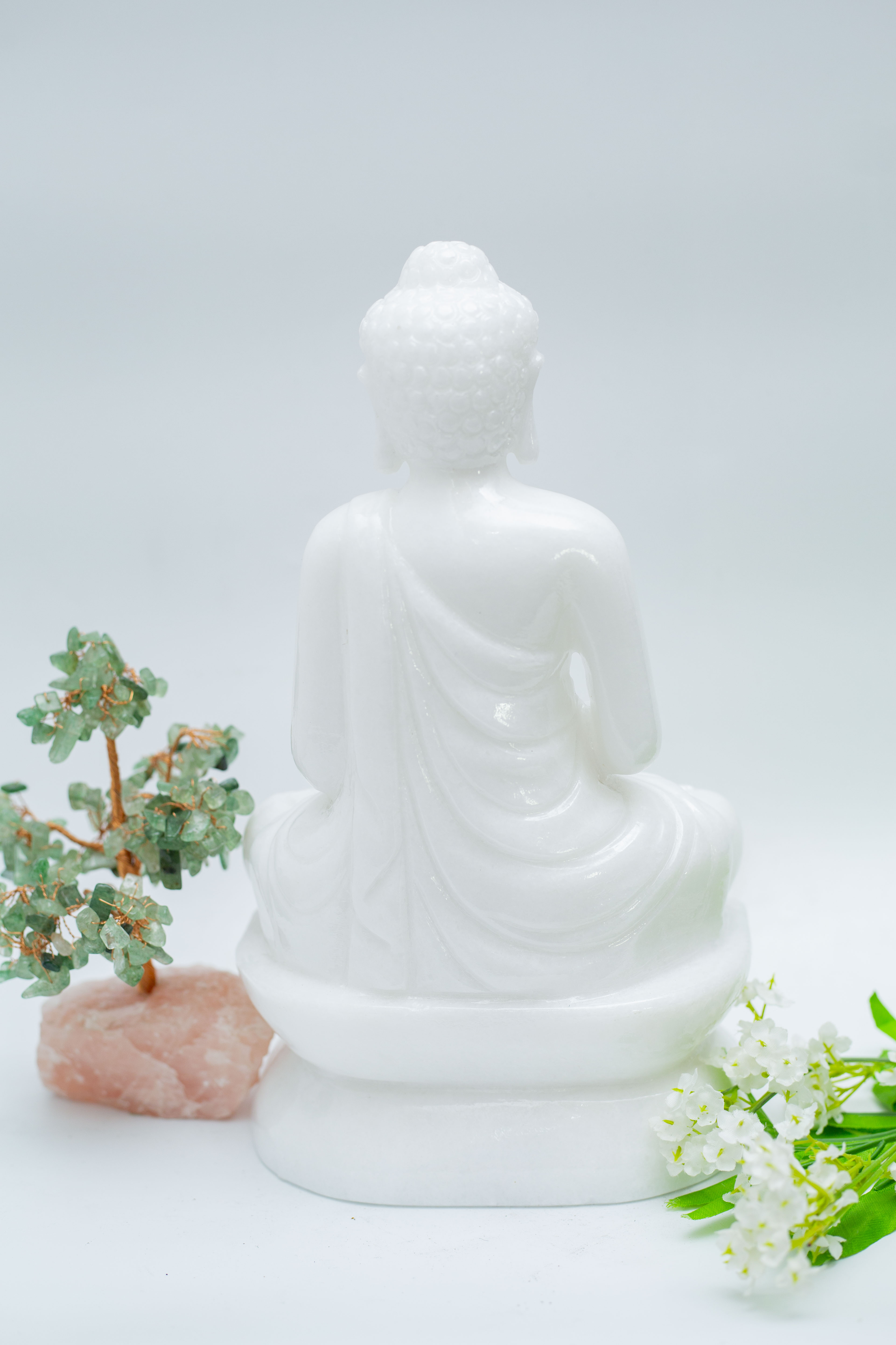 Tượng Phật thích ca trắng đá tự nhiên cao - cao 30cm - nặng 6kg