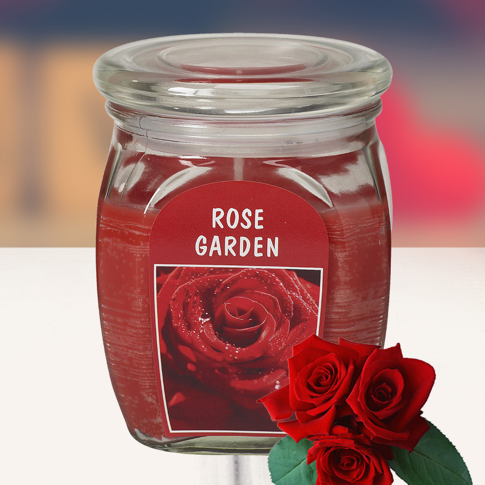 Hũ nến thơm tinh dầu Bolsius Rose garden 305g QT024372 - vườn hoa hồng