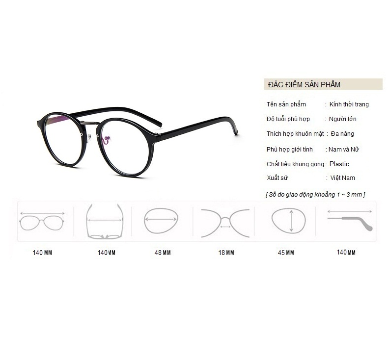 Kính Giả Cận, Gọng Kính Cận Nam Nữ Mắt Tròn Gọng Đen Nhám Hàn Quốc - BLUE LGHT SHOP