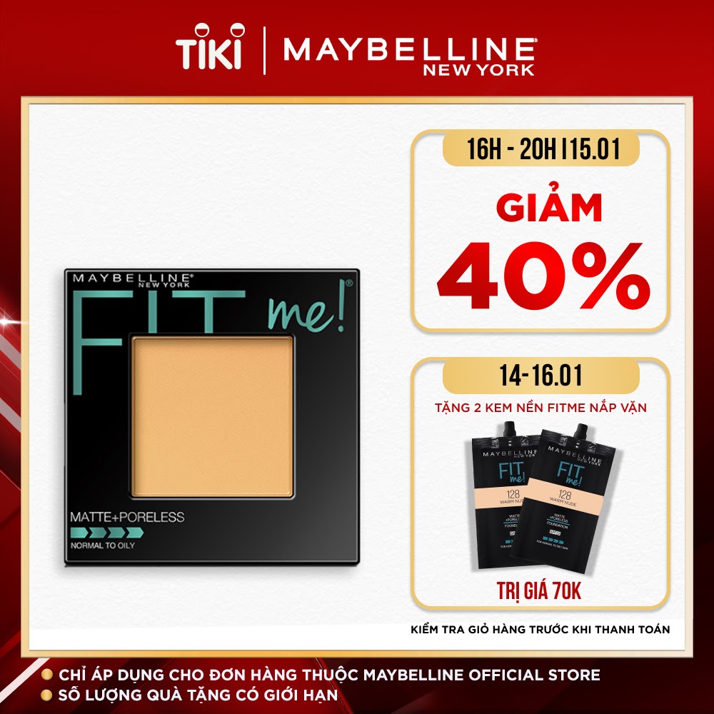 Phấn Phủ Mịn Nhẹ Kiềm Dầu Fit Me Matte Poreless Powder Maybelline New York 8.5g