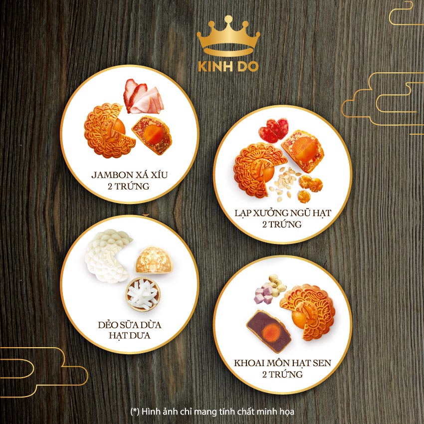Tặng lồng đèn giấy - Hộp 4 bánh trung thu Kinh Đô &quot;Mặn Ngọt Đủ Đầy&quot; (4 bánh x 210g)