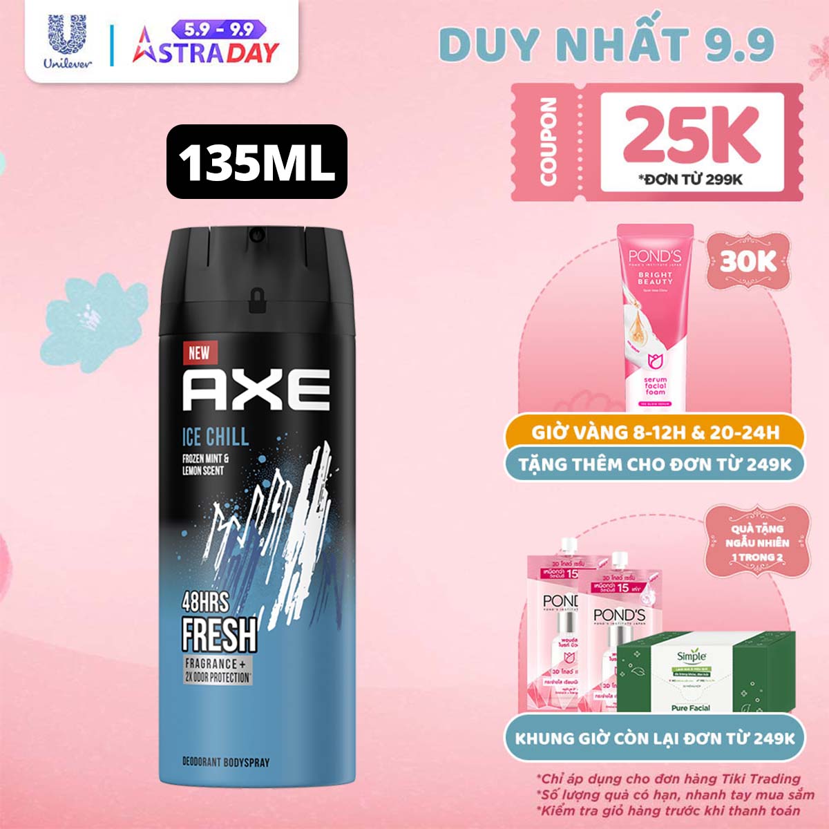 Xịt nước hoa toàn thân dành cho nam AXE Ice Chill (135ml)