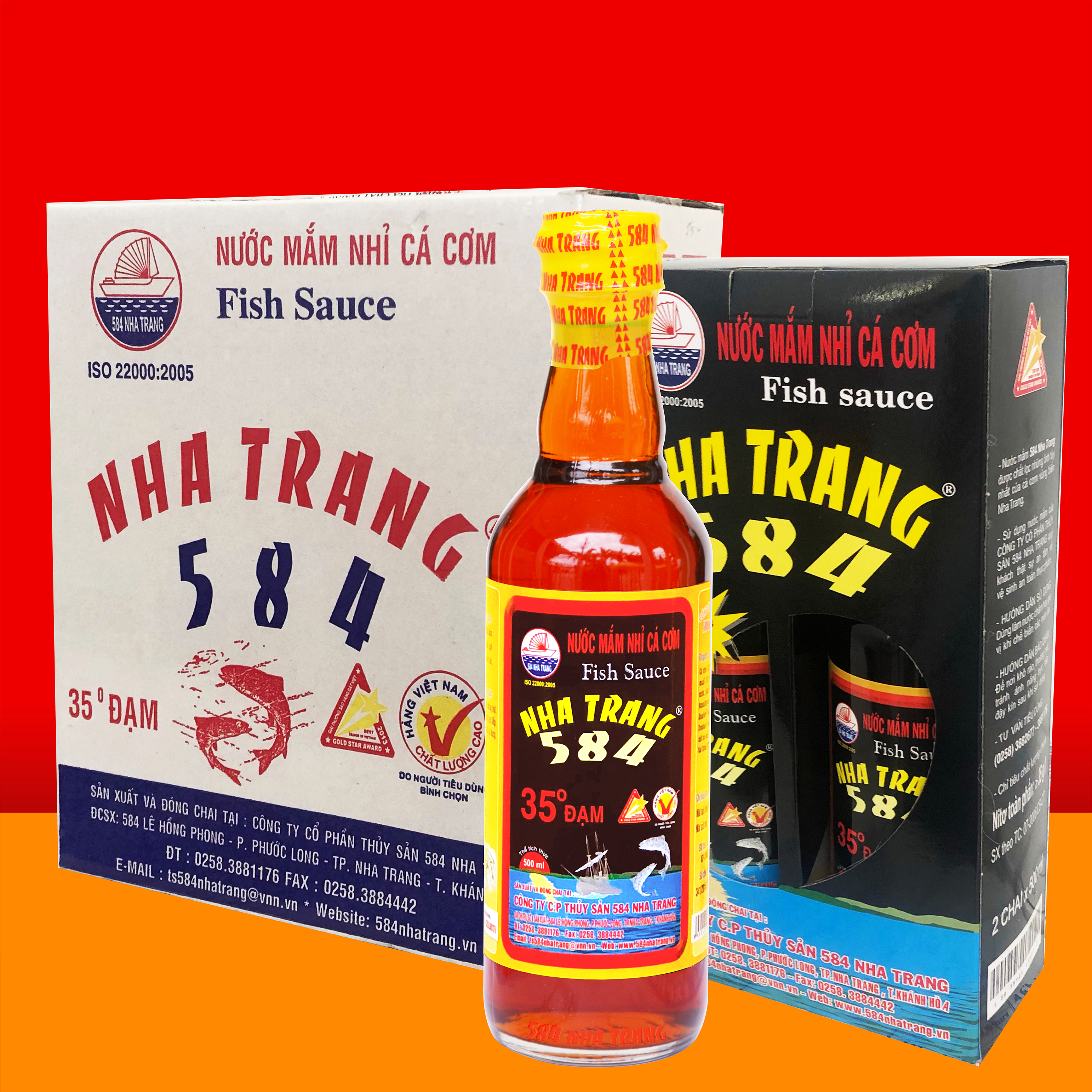 Thùng 6 Chai Nước mắm Nhỉ Cá cơm 584 Nha Trang - 30 độ đạm - Chai Nhựa 500 ml