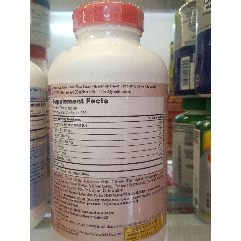 Thực Phẩm Chức Năng Hỗ Trợ Xương Khớp Kirkland Calcium Citrate Magnesium and Zinc With Vitamin D3 Hộp 500 viên - Kirkland Nhập Mỹ