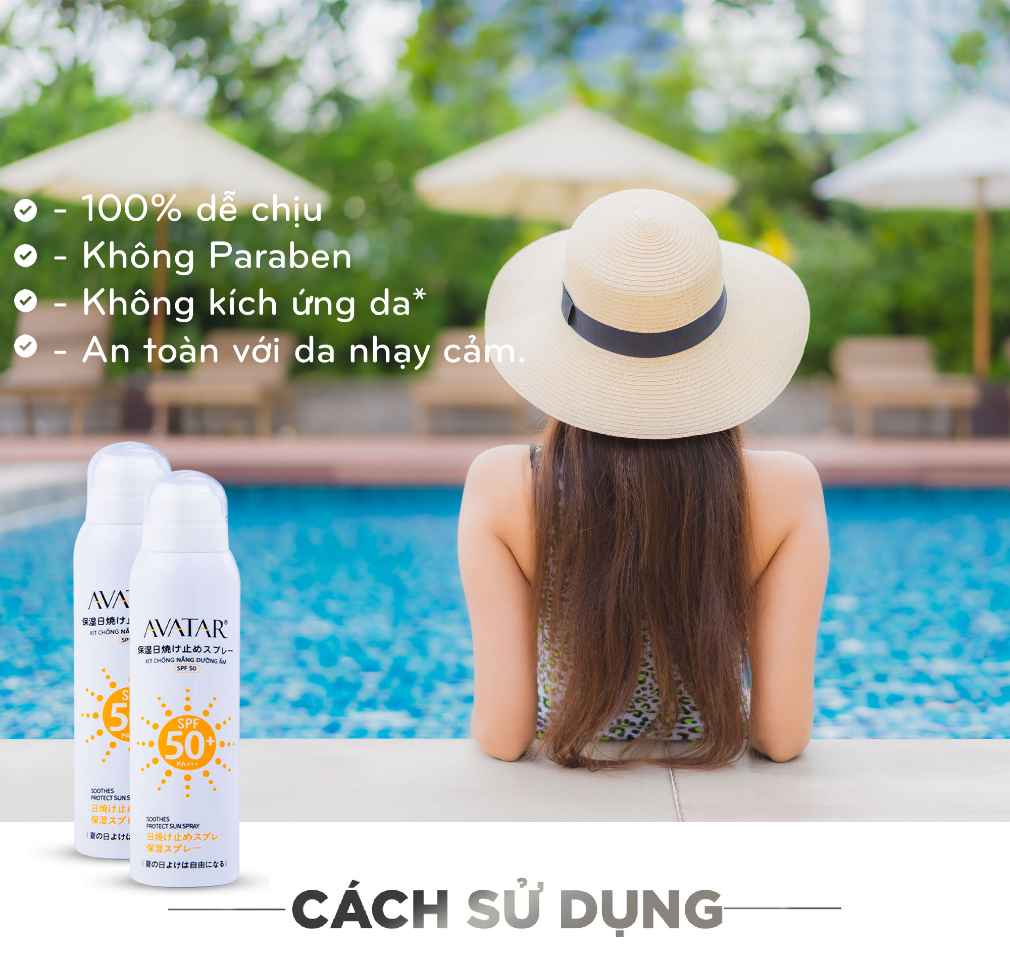 Xịt chống nắng dưỡng ẩm SPF 50 chính hãng - kem chống nắng dạng phun dưỡng ẩm AVATAR SPF 50- xịt dưỡng ẩm chống nắng AVATAR PF 50 cao cấp