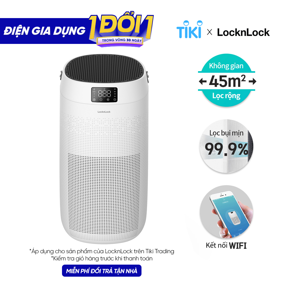 Máy lọc không khí Lock&amp;lock Air purifier ENP124WHT (50W) Màu trắng - Hàng chính hãng