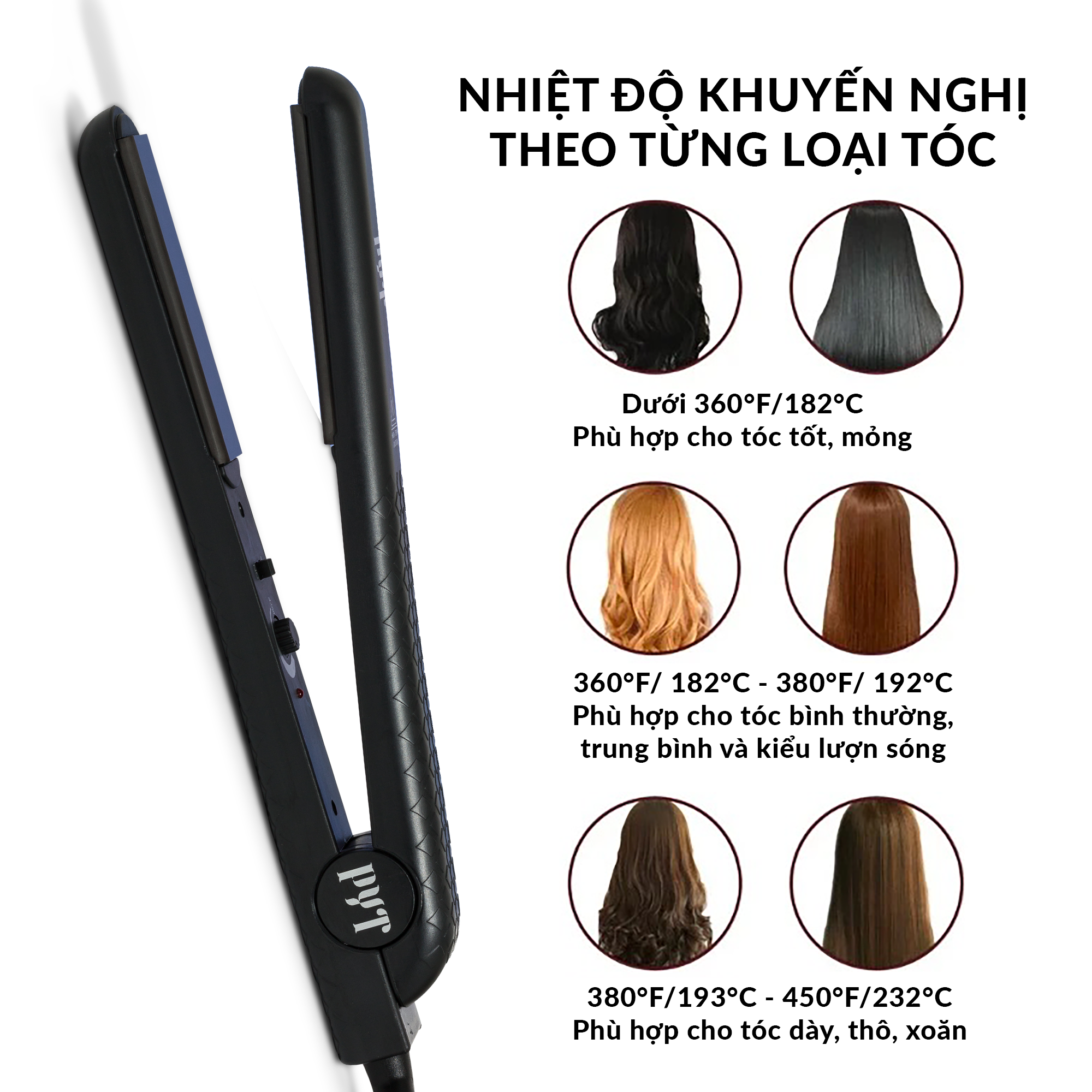 Máy Duỗi Tóc Lõi Sứ PYT Ceramic Styling Tool (2 trong 1) - Màu Đen - Máy Duỗi Tóc Đa Năng Có Thể Duỗi Uốn Lọn Hoặc Uốn Cúp