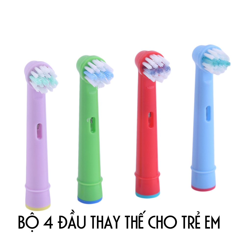 Cho máy Braun Oral B, Bộ 4 đầu bàn chải đánh răng điện cho bé, trẻ em từ 3 tuổi  EB-10A, chăm sóc răng miệng toàn diện, làm sạch cao răng, mảng bám