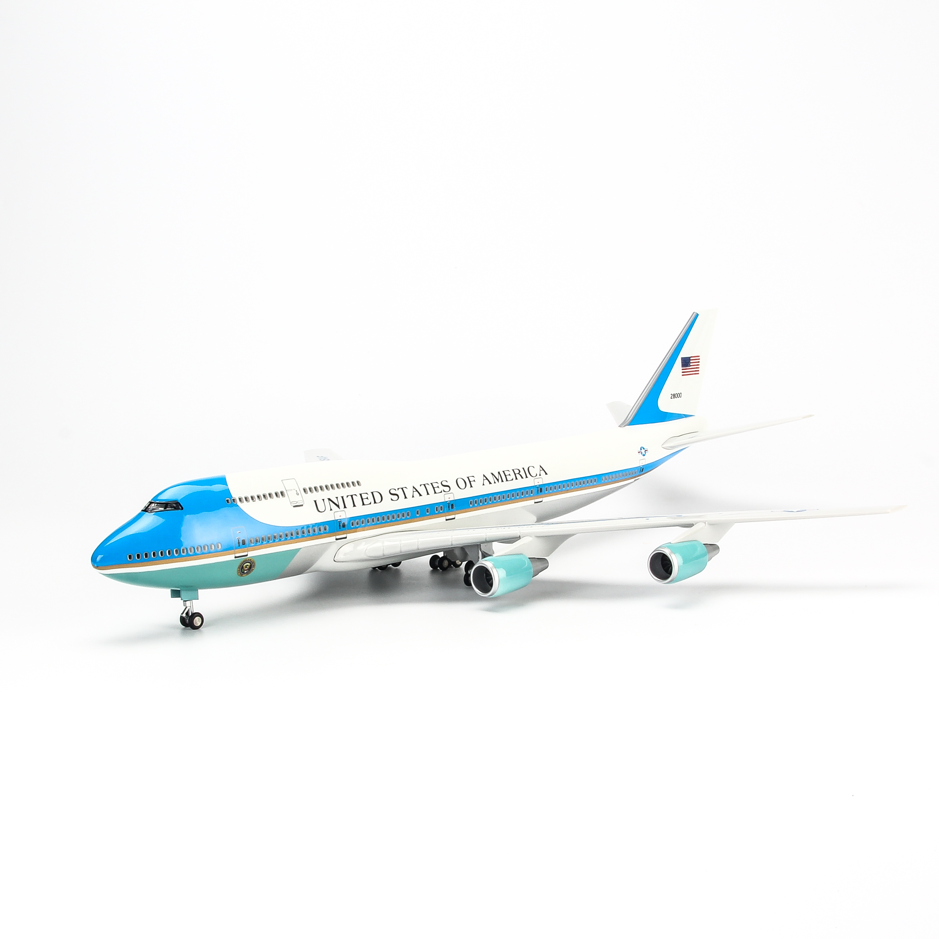 Mô hình máy bay B747 Air Force One 47cm-Trắng,Xanh