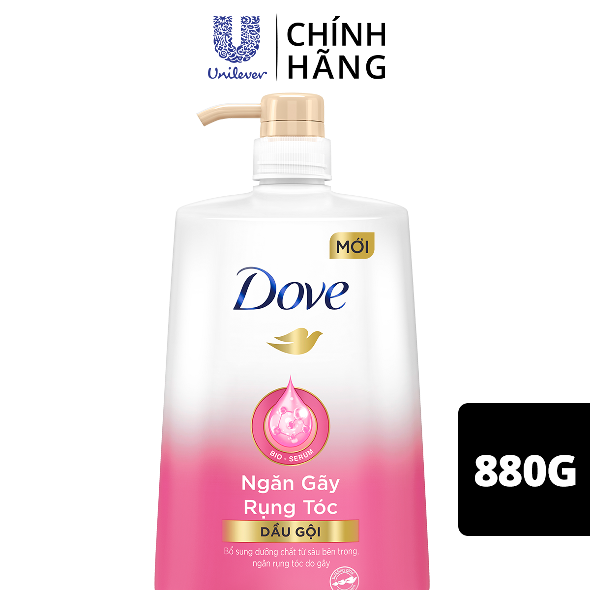 Dầu gội DOVE với Tinh chất thiên nhiên Bio-Serum ngăn rụng tóc cho tóc chắc khỏe X5 lần 880g