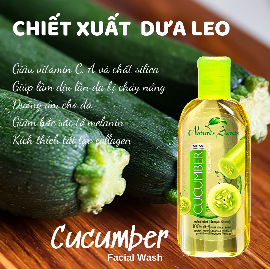 Sữa rửa mặt sạch nhờn giảm mụn Cucumber Facial Wash 100ml