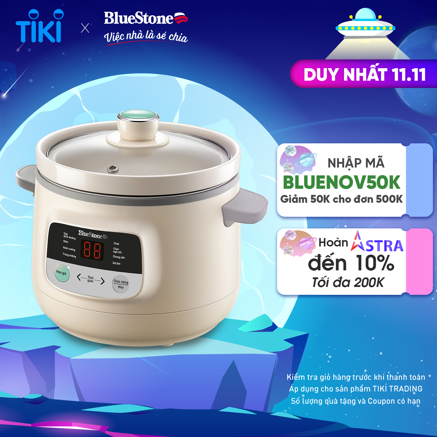 Nồi Nấu Chậm BlueStone SCB-6123 (3 Lít - 200W) - Hàng chính hãng