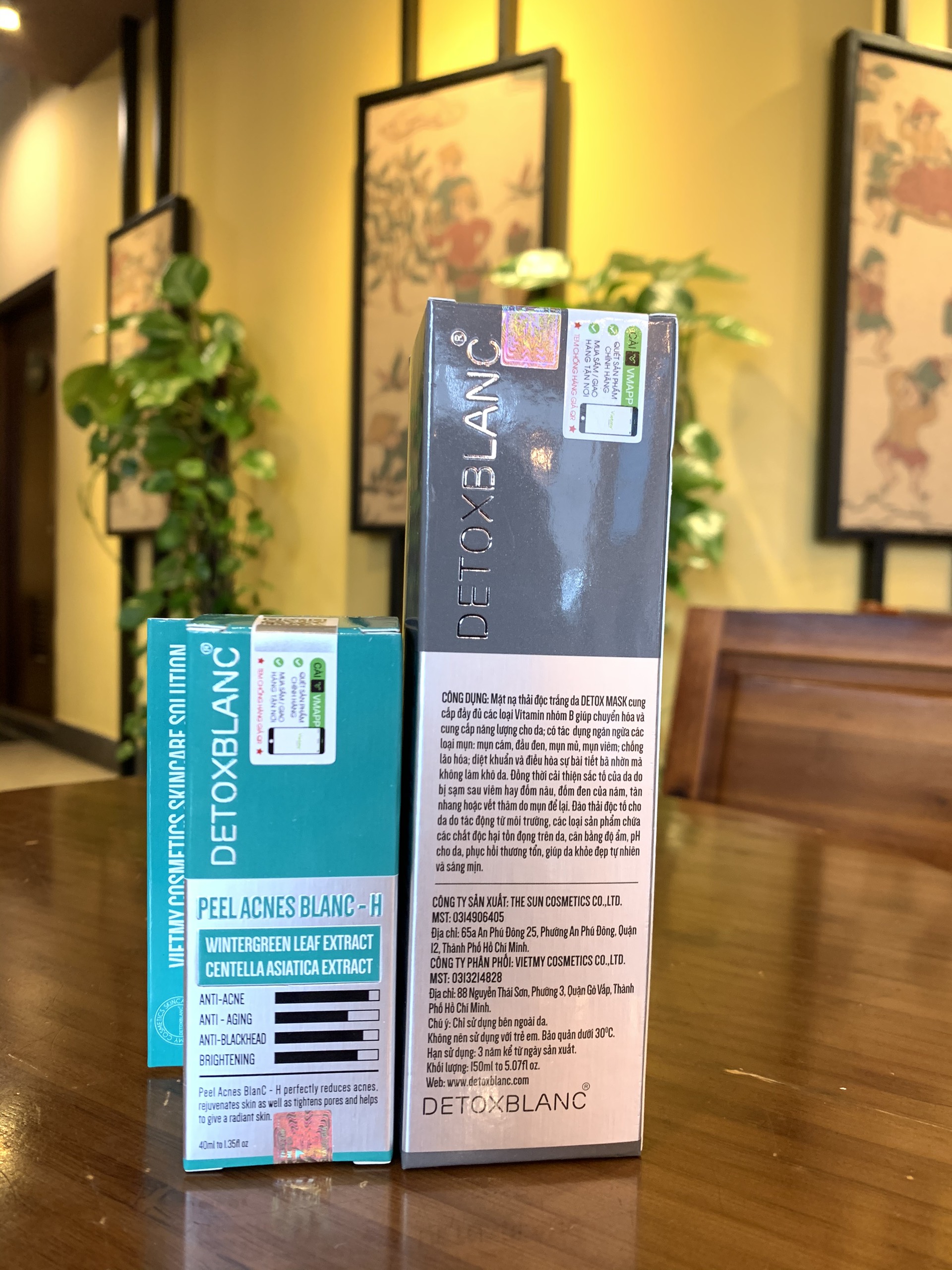 Combo Detox Blanc Thải độc Giảm mụn tận gốc dành cho da thường Mặt Nạ Detox mask và Serum mụn Lộc Đề + Tặng kèm băng đô thời trang