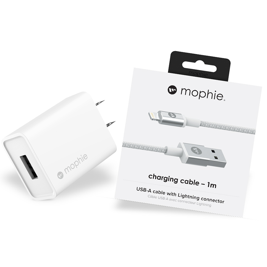 Bộ Adapter Sạc Mophie 10W Kèm Cáp USB-A to Lightning 1m Dành Cho iPhone/iPad - Hàng Chính Hãng